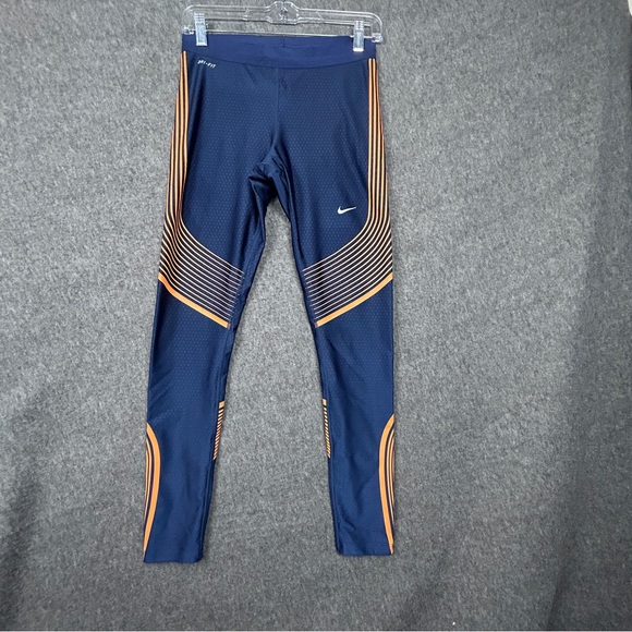Nike Tights Women Medium Blue Power Speed Dri-FIT Running Compression 719784-453 - Picture 1 of 16